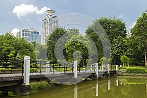Bridge in Japanese garden in Rizal Luneta park, Manila, Philippines