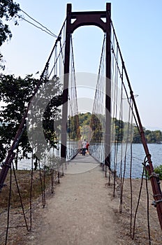 Bridge in Kaeng Krachan Dam in Kaeng Krachan National Park