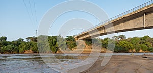 The bridge of Kenyan Sabaki river during high flood