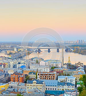 Bridge Kyiv Podil Dnipro river