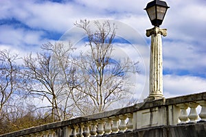Bridge Lamp Post and cloudy skies