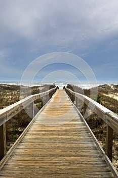 Bridge Leading to Beach on Ocean Shore