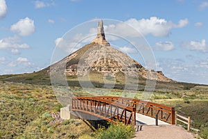 The bridge leading to Chimney Rock