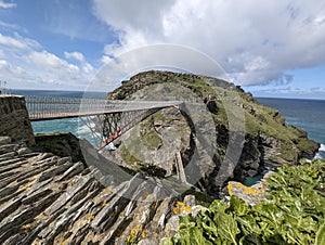 The bridge leading to Tintagel Castle in Cornwall, England