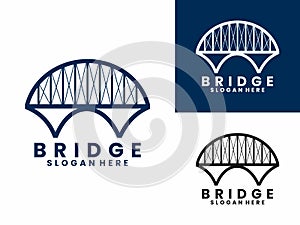 Bridge line logo design vector template. Modern structure bridge line logo design