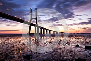 Bridge Lisbon at sunrise, Portugal