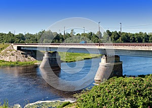 The bridge through the Luga River at Kingisepp, the Leningrad region, photo