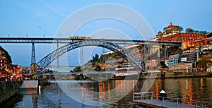 Bridge Luis I at night in Porto