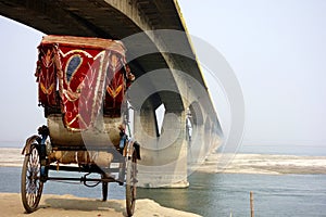 Bridge in the Mist with Cycle Rickshaw photo