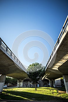 Bridge and modern street in Sant Cugat del Valles Barcelona Spain photo