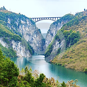 Bridge between mountains and rivers,