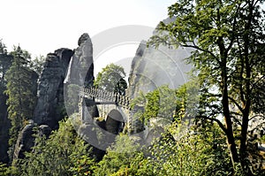 Bridge named Bastei in Saxon Switzerland Germany