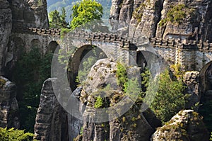 Bridge named Bastei in Saxon Switzerland Germany