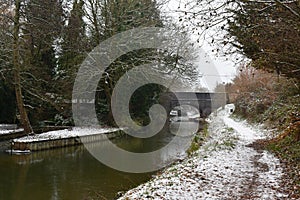 Bridge near Sells Green on Frozen Section of K&A Canal in Wiltshire