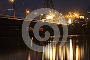 Bridge through the night river