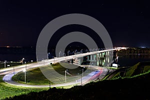 Bridge night river lights