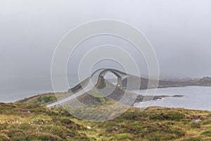 Bridge Norway, Atlantic seaside, Picturesque road between island number 64 from city Kristiansund in city Moldi