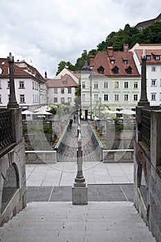 Bridge in old town of Ljubljana