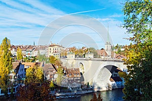 Bridge over Aare and Nydegg Church , Bern, Switzerland