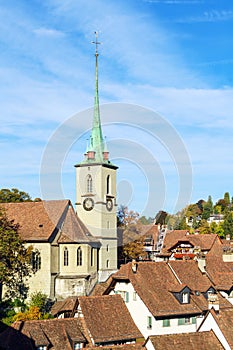 Bridge over Aare and Nydegg Church , Bern, Switzerland