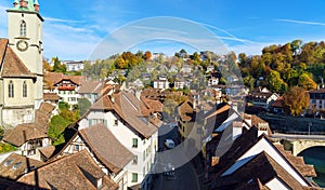 Bridge over Aare and Nydegg Church , Bern, Switzerland