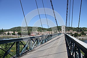 Bridge over ArdÃÂ¨che river at city Saint Martin, France photo