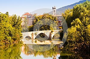 Bridge over Arga in summer day. Pamplona photo