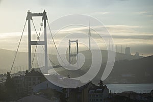 Bridge over the Bosphorus in the morning, sunrise