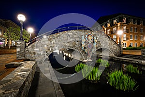 Bridge over Carroll Creek at night, at Carroll Creek Linear Park