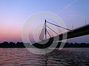 Bridge over Danube in Novi Sad at sunset