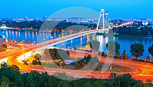 The bridge over Danube river in Bratislava city,Slovakia