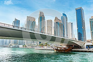 Bridge over Dubai marina in UAE.