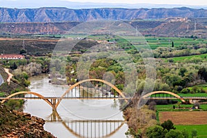 Bridge over the Ebro river near Sastago, Spain