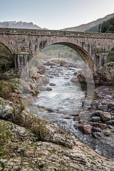 Bridge over the Fango river at Manso in Corsica photo