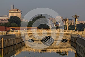 Bridge over Forbidden City moat in Beijing, Chi