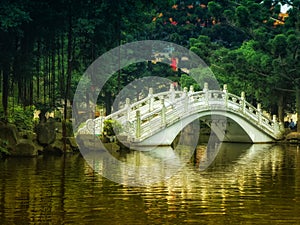 Bridge over the garden pond at Liberty Square, Taipei, Taiwan