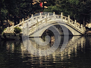 Bridge over the garden pond at Liberty Square, Taipei, Taiwan