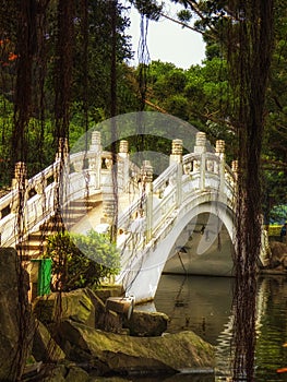 Bridge over the garden pond at Liberty Square, Taipei, Taiwan