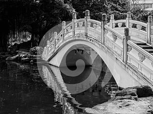 Bridge over the garden pond at Liberty Square, Taipei, Taiwan