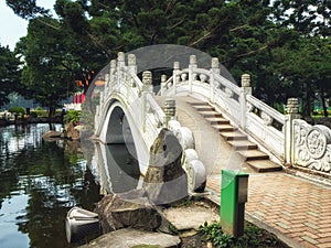 Bridge over the garden pond at Liberty Square, Taipei, Taiwan