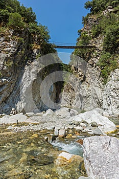 Bridge over the gorge near Panta Vrexei in Evritania, Greece