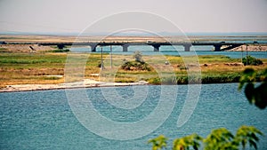 Bridge over Henichesk or Tonkyi Strait