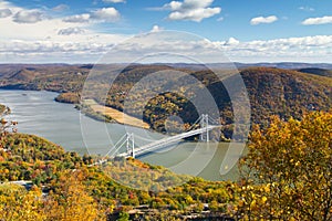 Bridge Over the Hudson River Valley in Fall