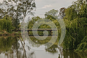 Bridge over irrigation channel at Kow Swamp, near Gunbower in Victoria, Australia