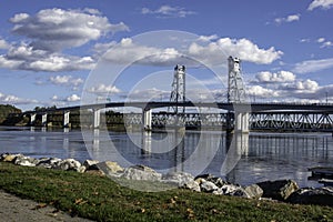 Bridge over Kennebec River in Bath, Maine photo