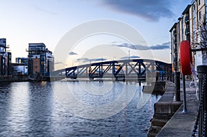 Bridge over Leith Harbour at Dusk, Edinburgh