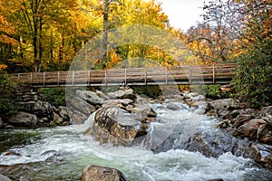 Bridge Over Little Pigeon River In Fall