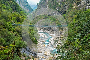 Bridge over Liwu River Gorge valley of Taroko Gorge in Taroko National Park, Taiwan