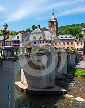 Bridge over the Lot in Saint-Genièz-d\'Olt in the departement of Aveyron in France