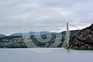 Bridge over Lysefjord, near Forsand town, Norway.